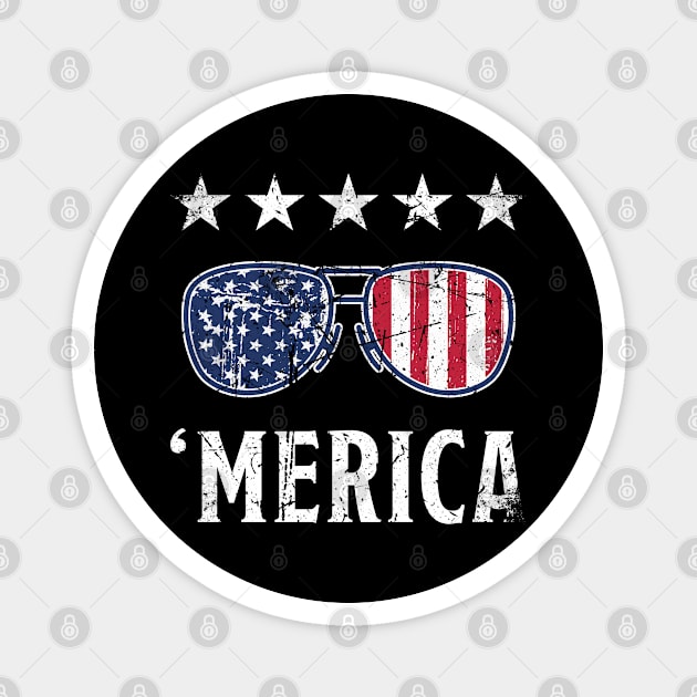 Merica July 4th American Flag USA July Fourth Gift Magnet by qwertydesigns